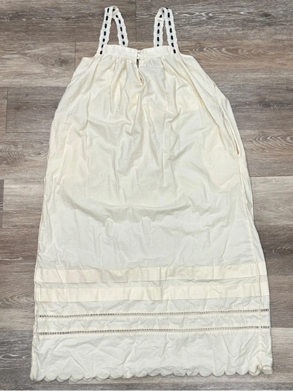 Anthropologie Cream Eyelet Maxi Dress with Black Tie - Picture 9 of 11